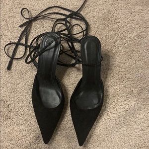 Zara tie kitten heel pumps